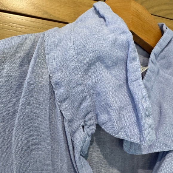 Vintage 90's Clio Linen Boxy Cropped Button Down Top / Medium / Lavendar - Picture 4 of 11